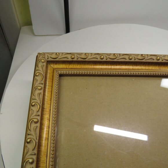VTG Ornate Gold Wood Picture Frame w GlassScrollworkHAS CHARACTER